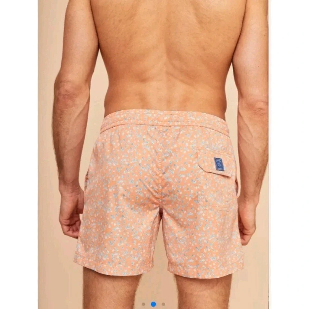 J&Josh Men's Swim Shorts Orange Flowers Luxury Swim Trunks Sz XXL JS26B2307 NWT